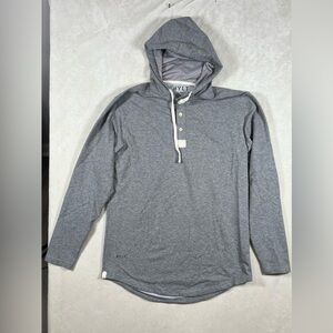 Men’s Small BYLT Basics Gray Drop Cut Hooded Henley Pullover Hoodie Sweatshirt